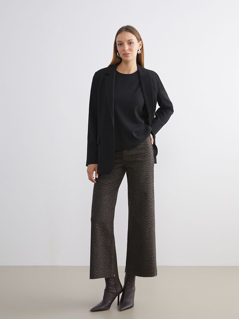 Leopard Print Wideleg Women's Jeans