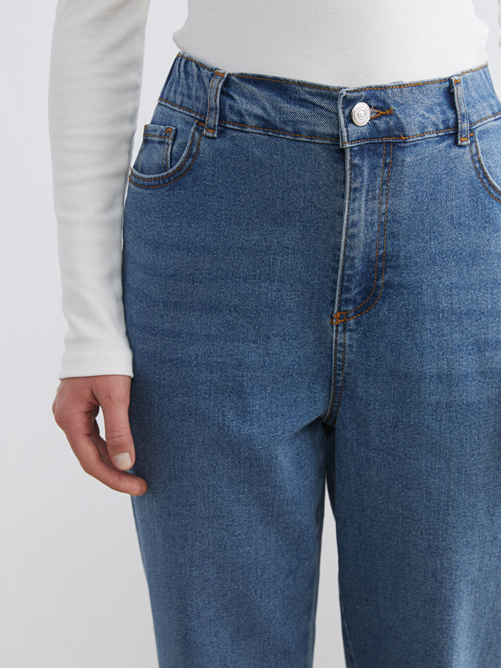 İndigo Mom Fit Kadın Jean Pantolon-2