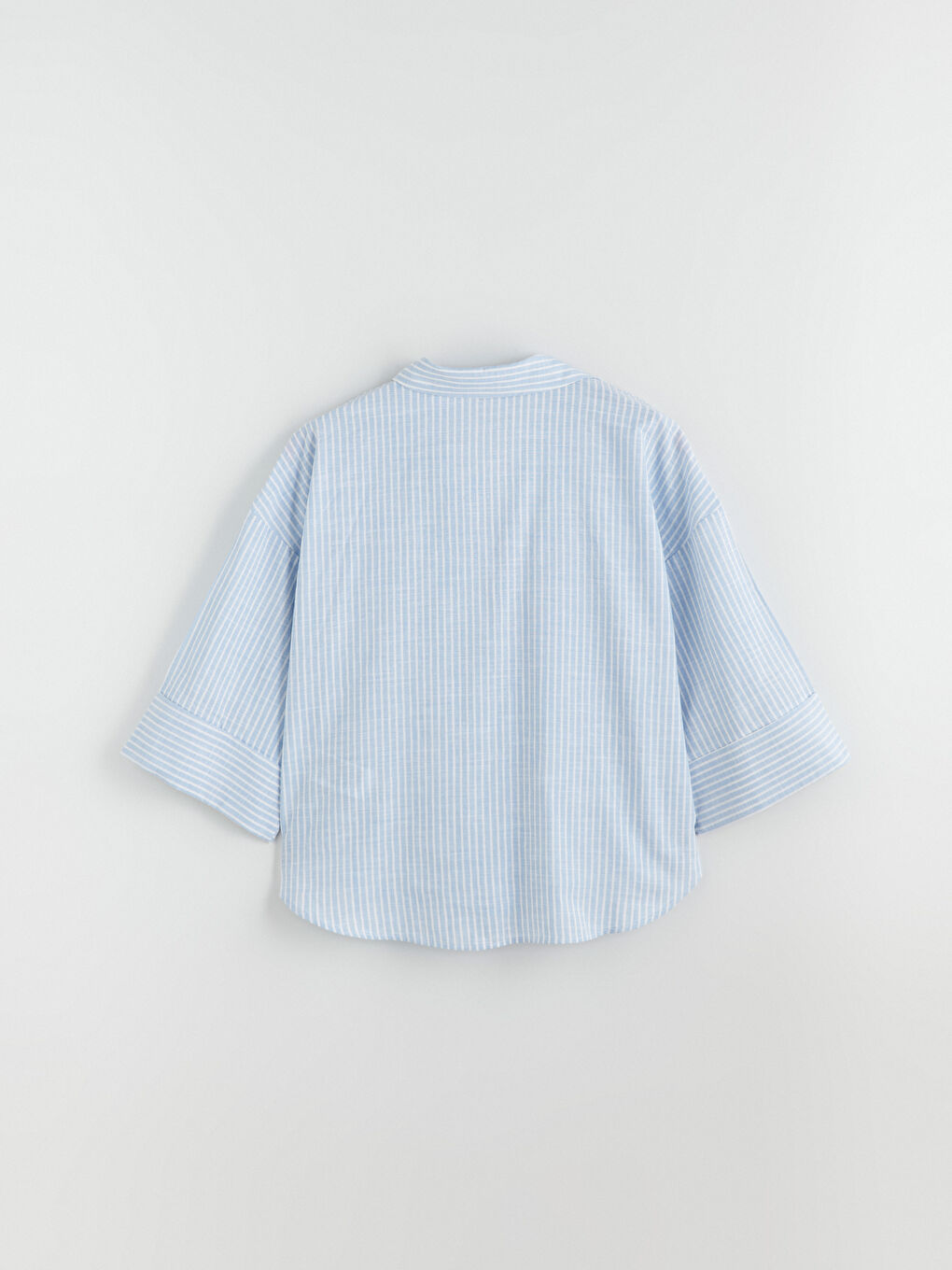 Mavi Çizgili Oversize Kadın Gömlek-5