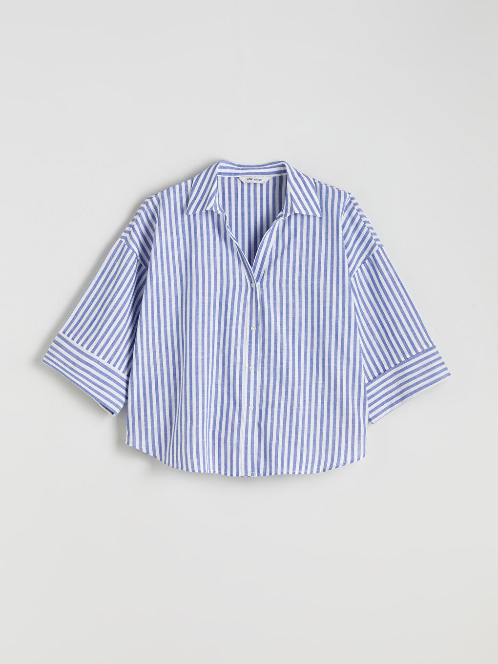 Mavi Çizgili Oversize Kadın Gömlek-4