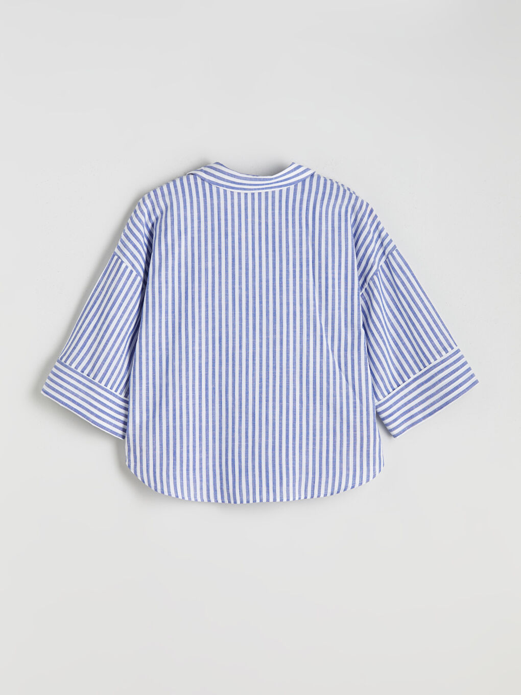 Mavi Çizgili Oversize Kadın Gömlek-5