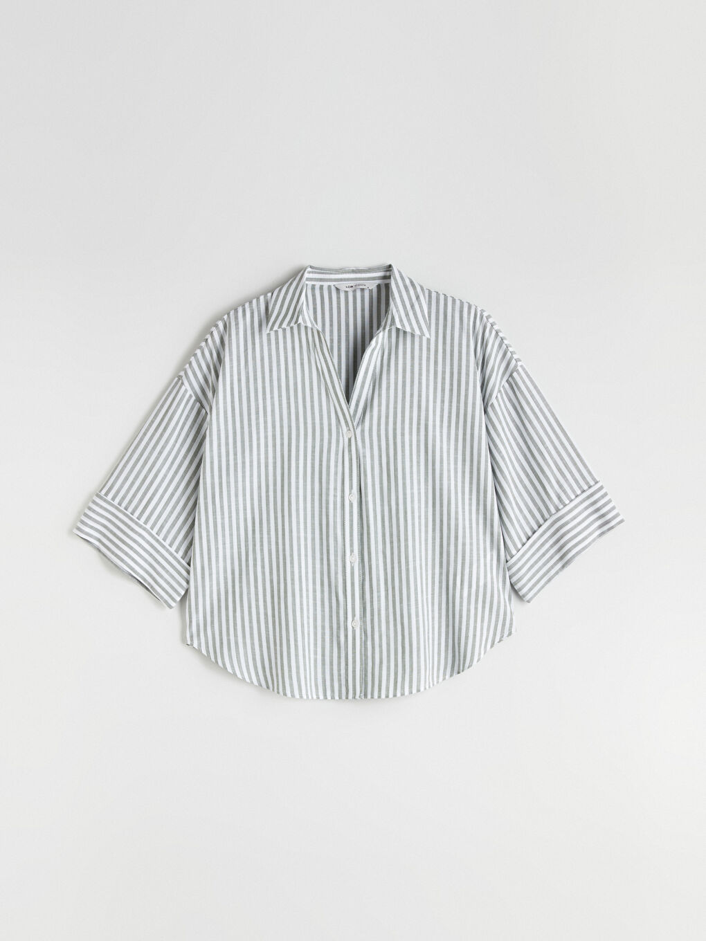 Yeşil Çizgili Oversize Kadın Gömlek-4