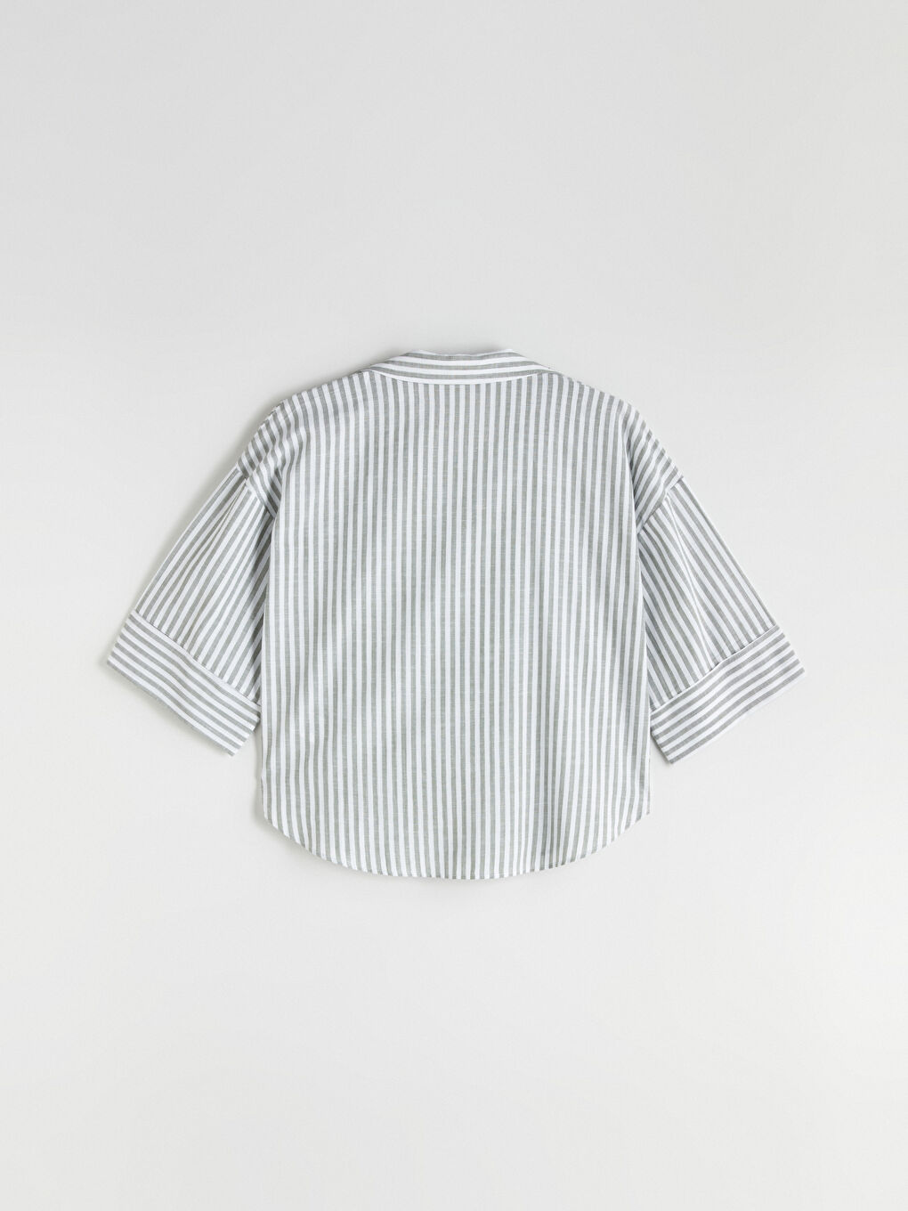 Yeşil Çizgili Oversize Kadın Gömlek-5