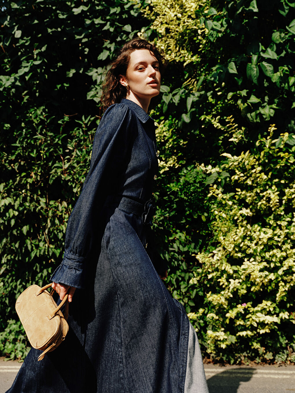 Waistband Jean Shirt Dress