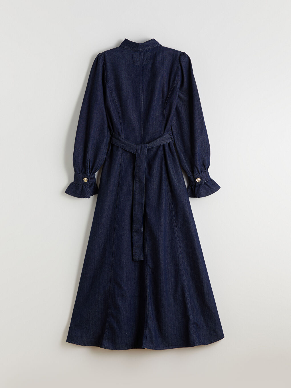 Waistband Jean Shirt Dress-6