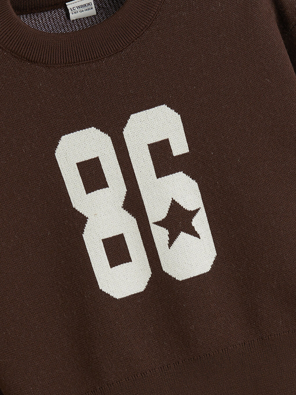 Kahverengi Bisiklet Yaka Kız Çocuk Triko Kazak-1