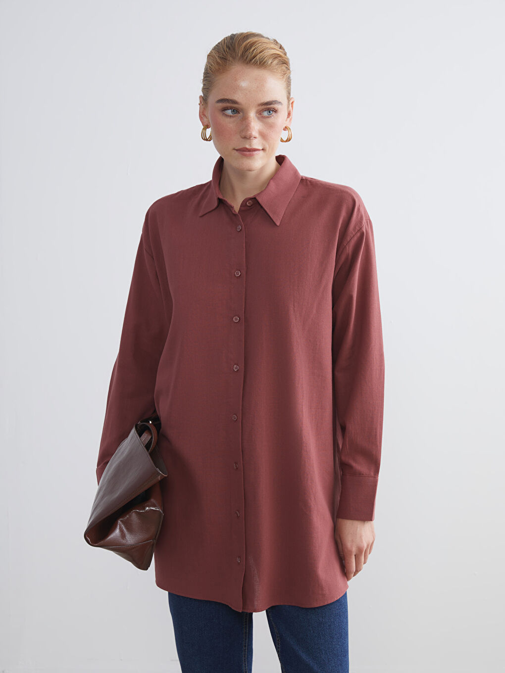 LCW Modest Loose Fit Women's Shirt Tunic -W5JN02Z8-D5Z