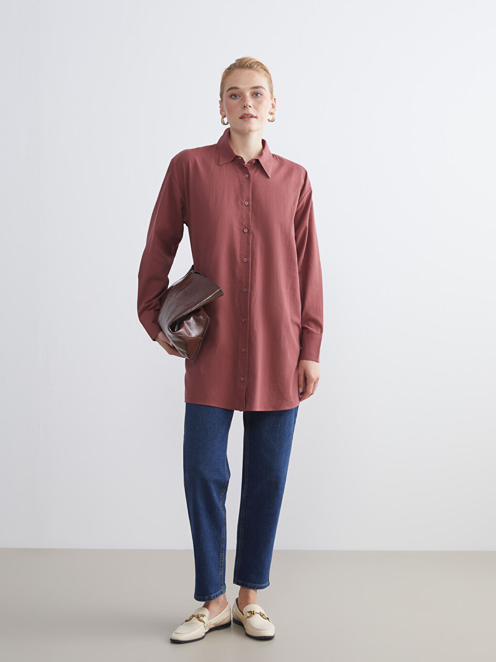 LCW Modest Loose Fit Women's Shirt Tunic -W5JN02Z8-D5Z