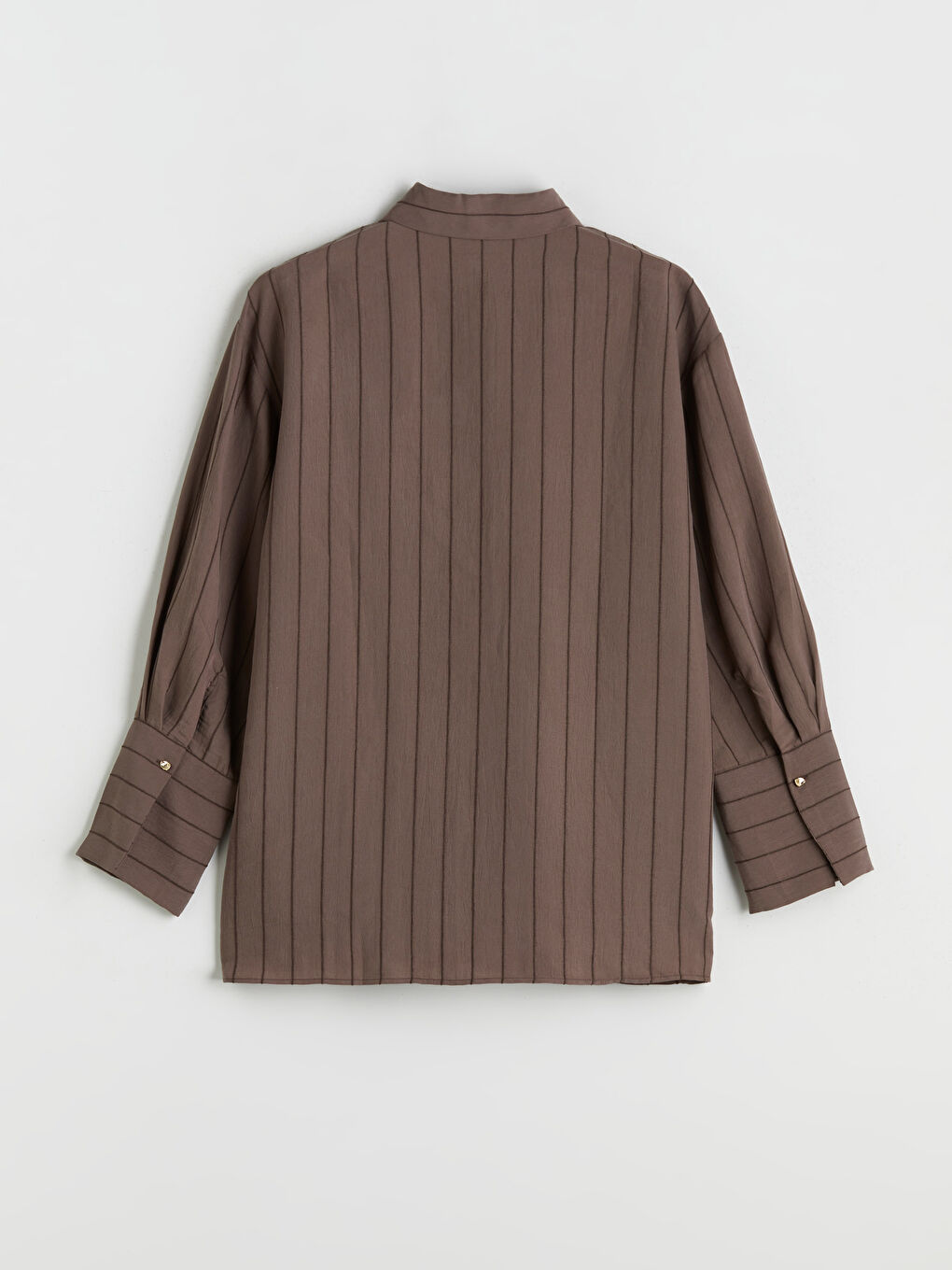 Kahverengi Çizgili Modal Karışımlı Kadın Gömlek Tunik-7