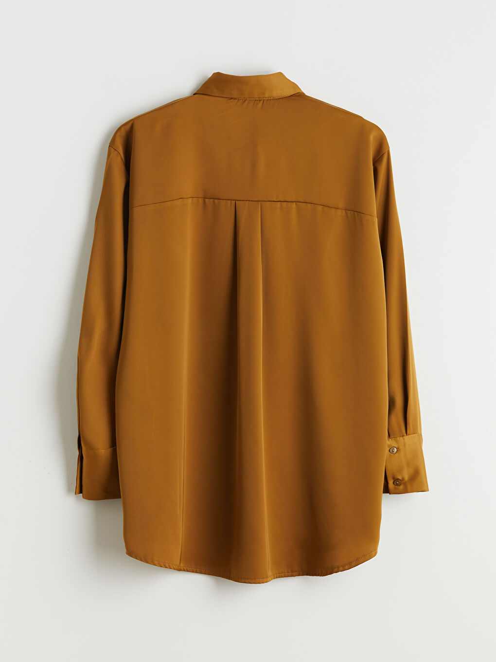 Kahverengi Saten Kadın Gömlek Tunik-1