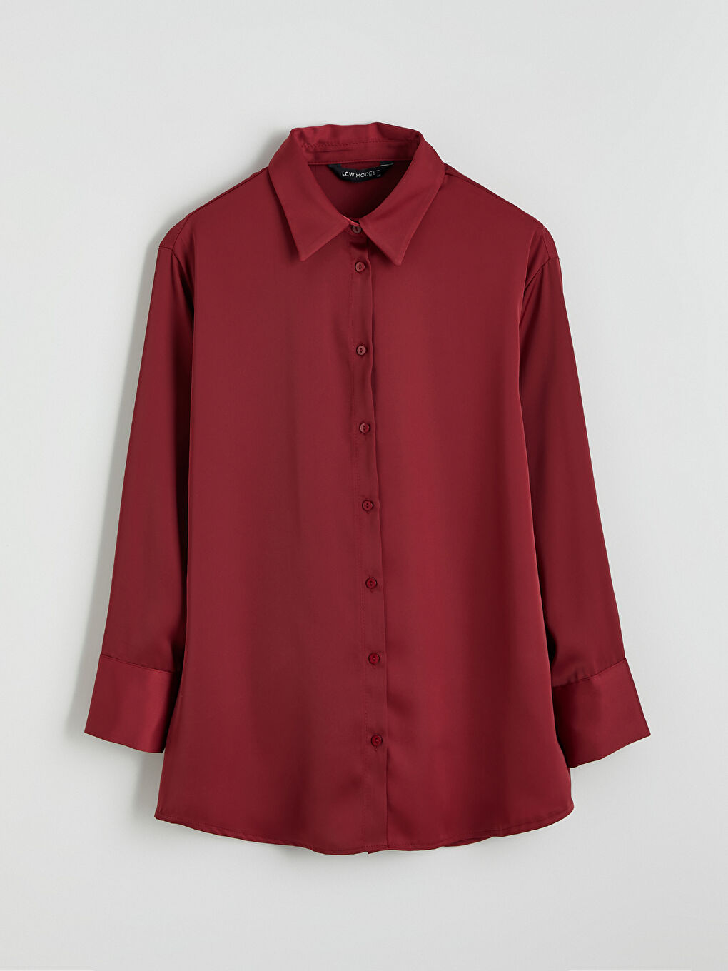 Bordo Saten Kadın Gömlek Tunik-4