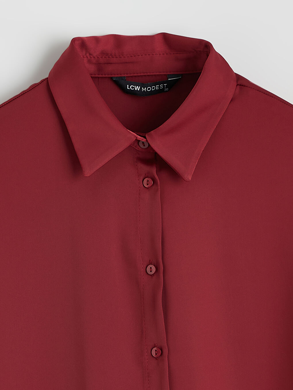 Bordo Saten Kadın Gömlek Tunik-5