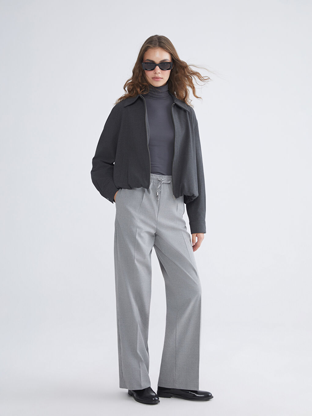 Antrasit Gömlek Yaka Kadın Ceket-1