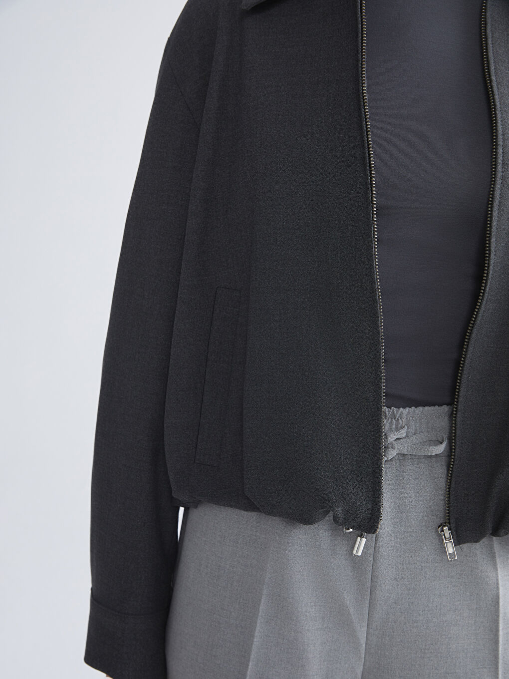 Antrasit Gömlek Yaka Kadın Ceket-2