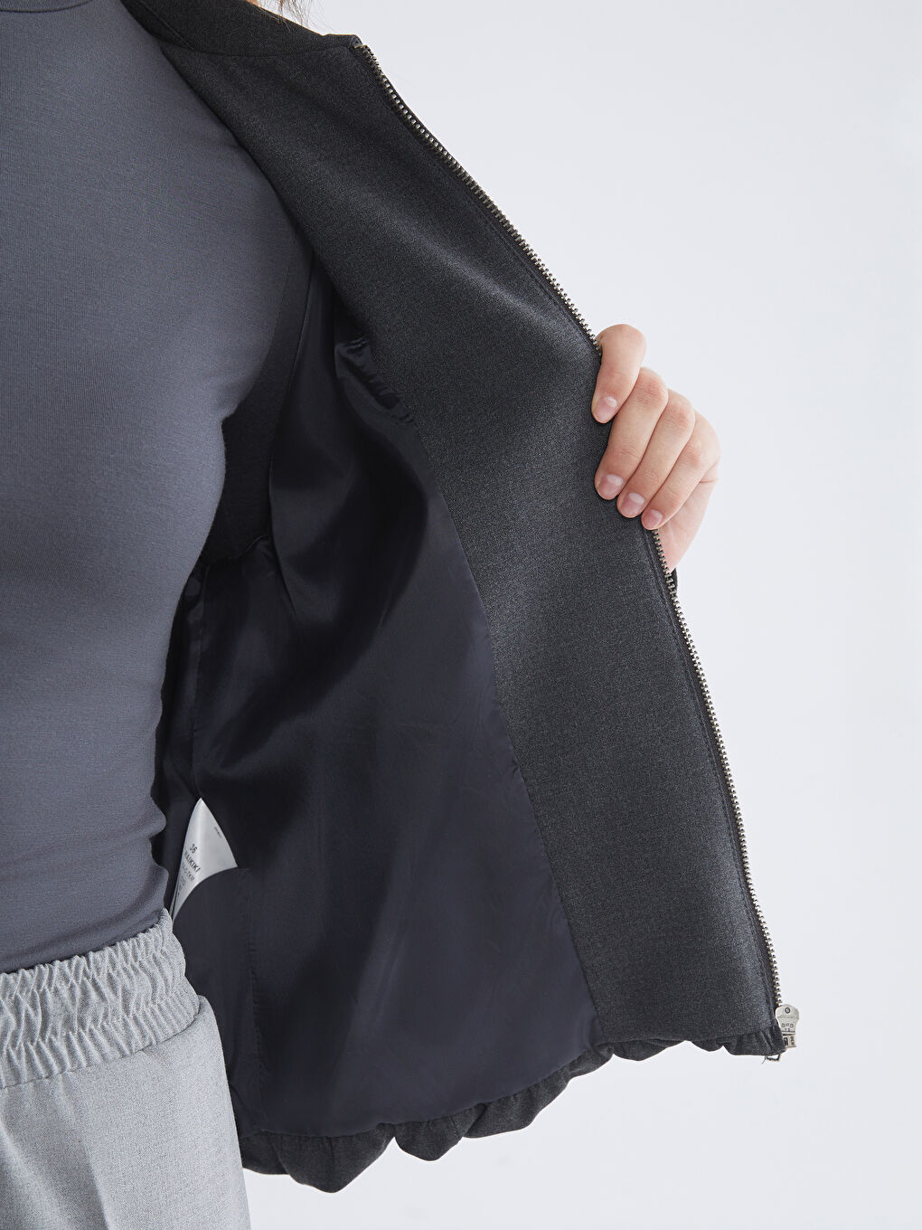 Antrasit Gömlek Yaka Kadın Ceket-3