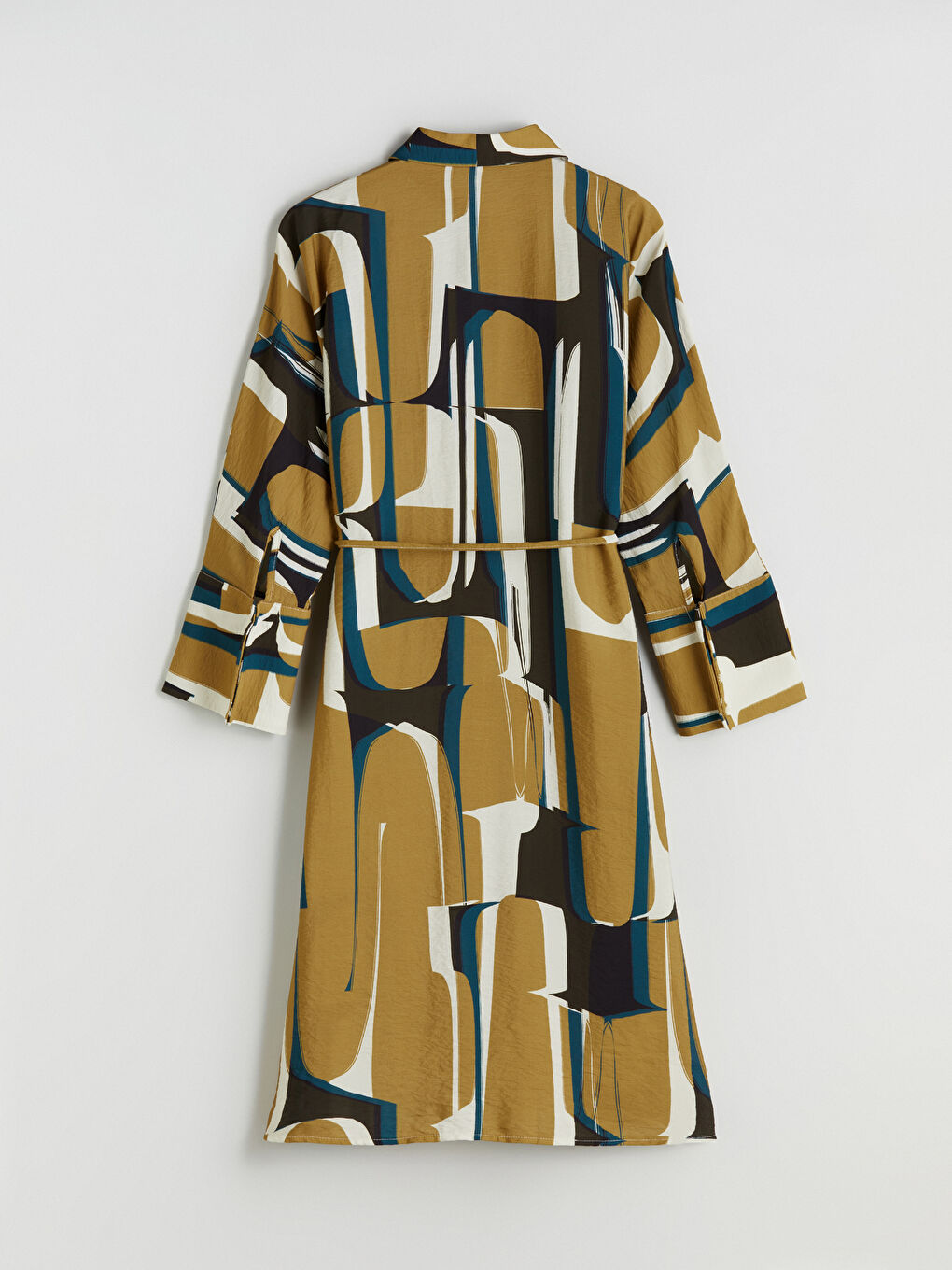 Yeşil Desenli Oversize Kadın Gömlek Tunik-5