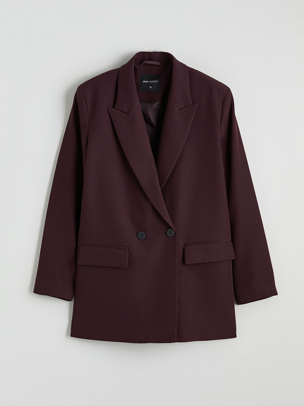 Bordo Düğme Detaylı Kadın Blazer Ceket-4