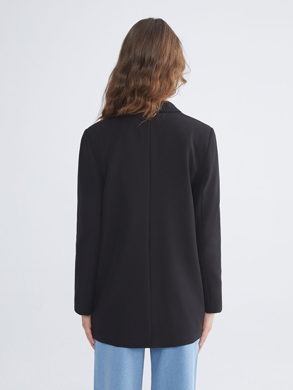 Siyah Düğme Detaylı Kadın Blazer Ceket-3
