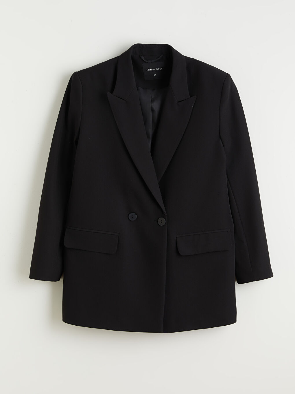 Siyah Düğme Detaylı Kadın Blazer Ceket-4