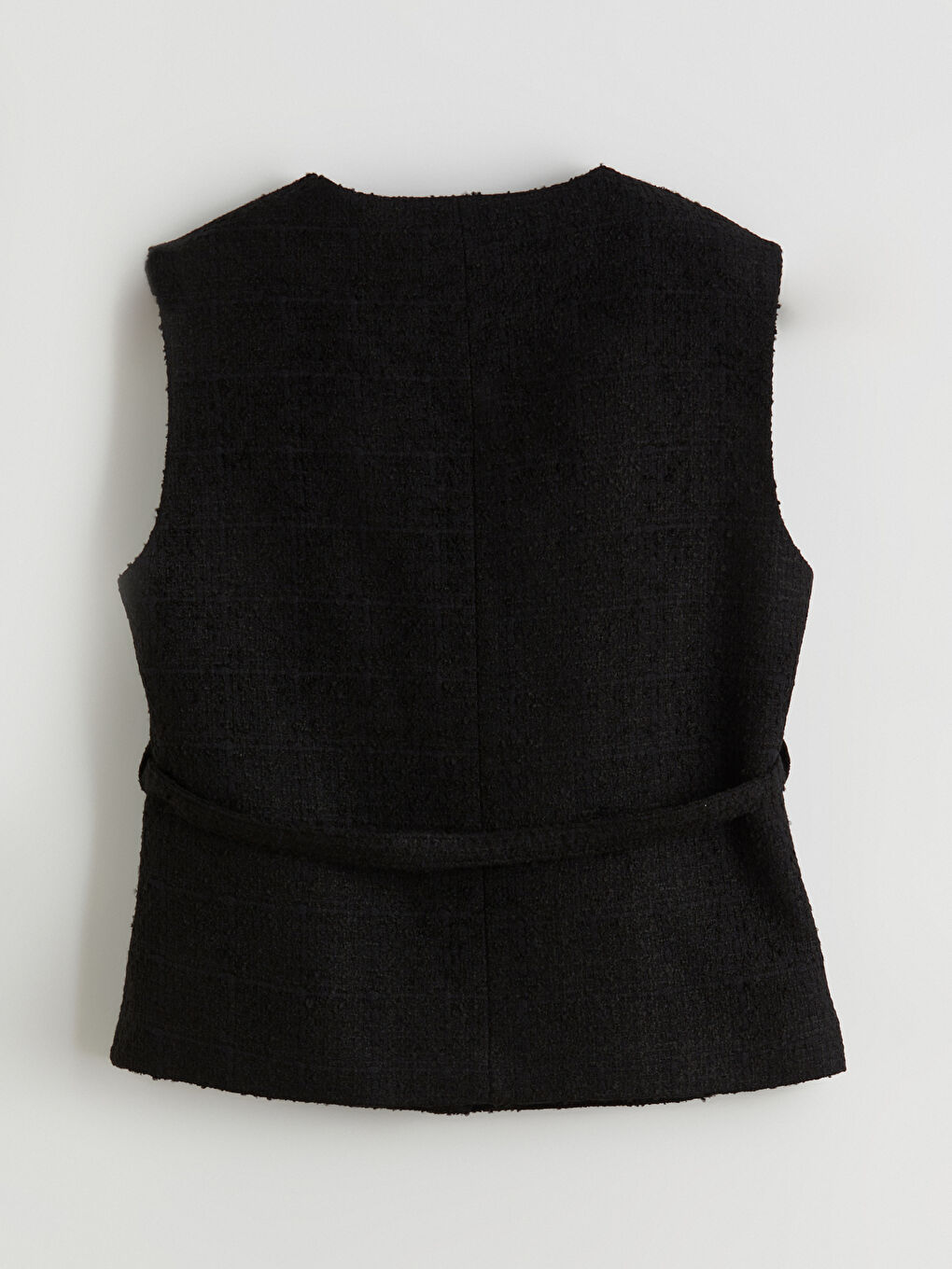 Siyah Bisiklet Yaka Kadın Tüvit Yelek-5