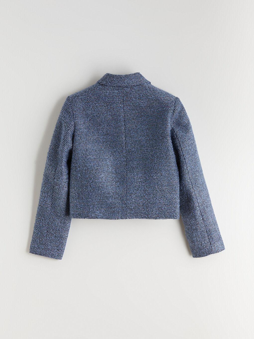 Mavi Gömlek Yaka Kadın Tüvit Ceket-6