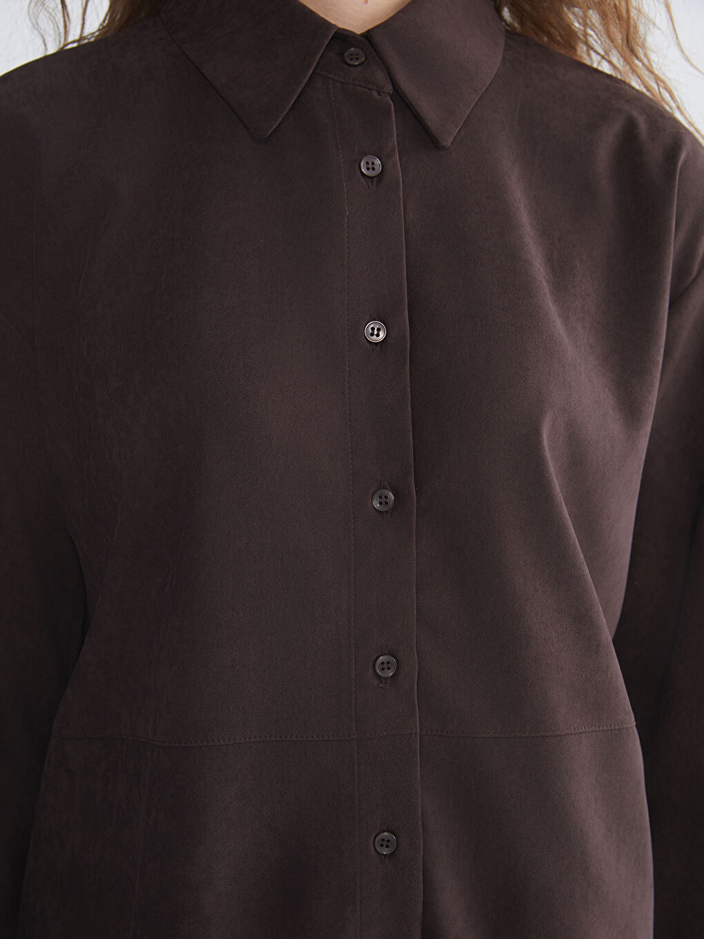 Faux Suede Women's Shirt Tunic-2