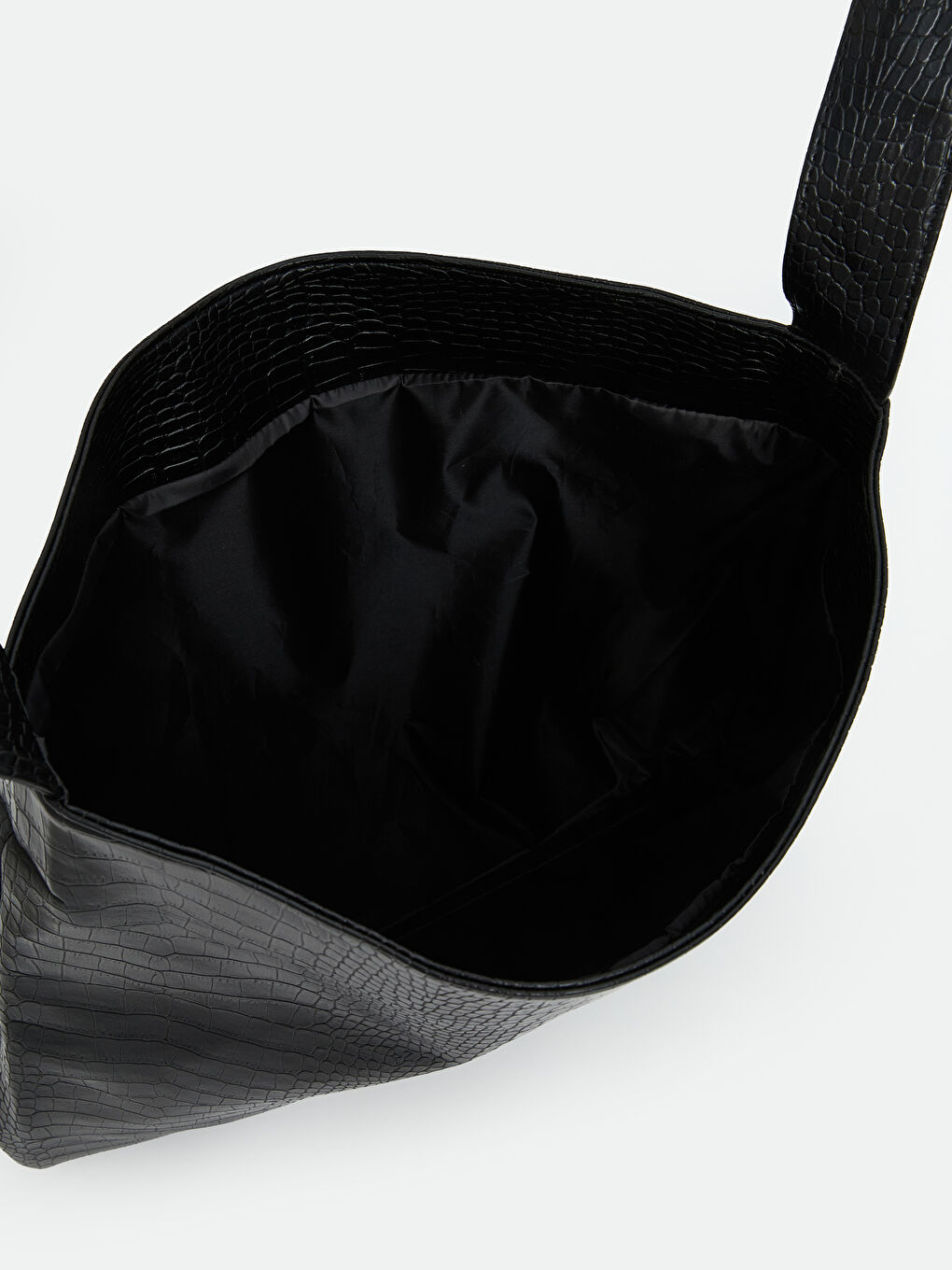 Siyah Kroko Desenli Kadın Kol Çantası-3