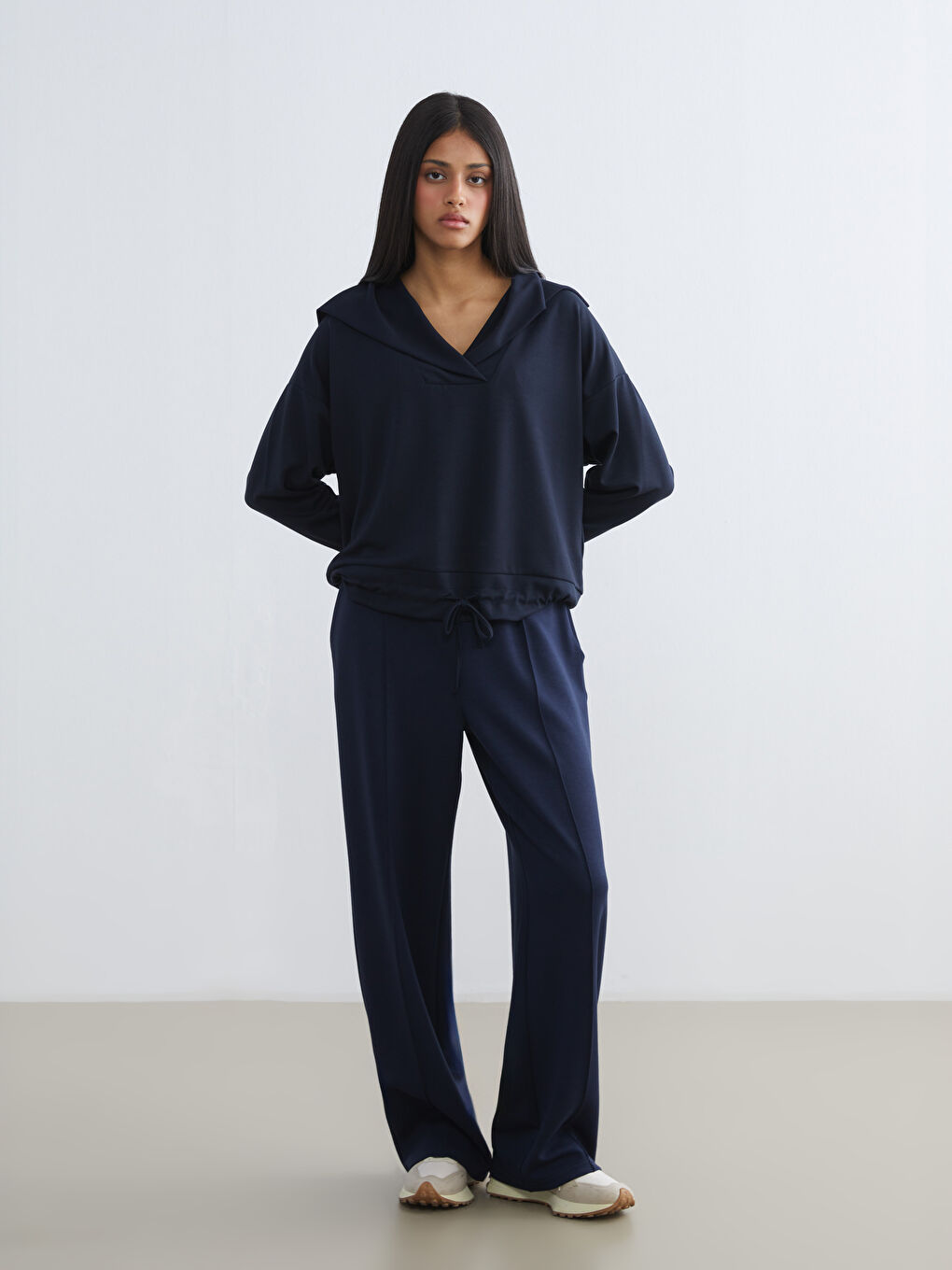 Lacivert Beli Lastikli Soft Touch Kadın Eşofman Altı