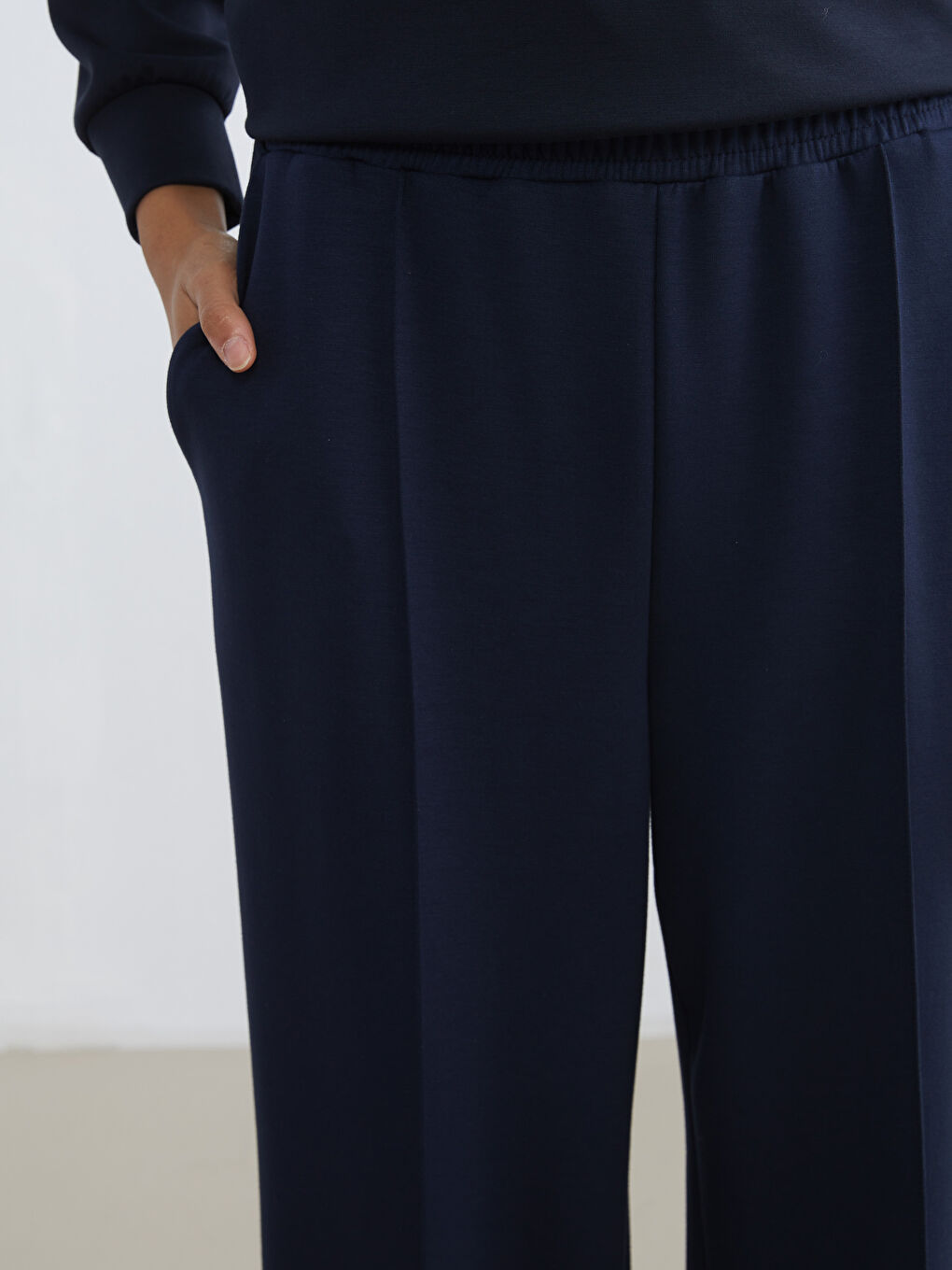 Lacivert Beli Lastikli Soft Touch Kadın Eşofman Altı-2