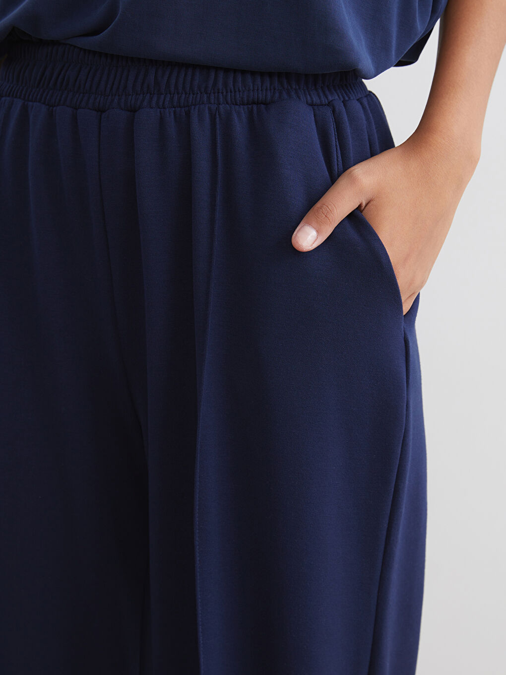 Lacivert Beli Lastikli Soft Touch Kadın Eşofman Altı-2