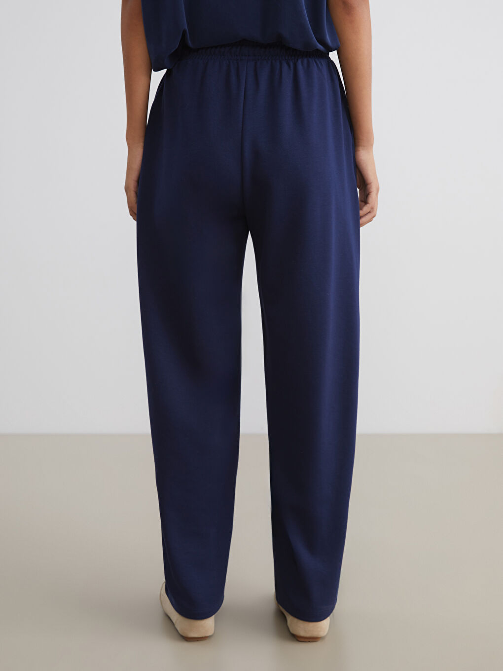 Lacivert Beli Lastikli Soft Touch Kadın Eşofman Altı-3