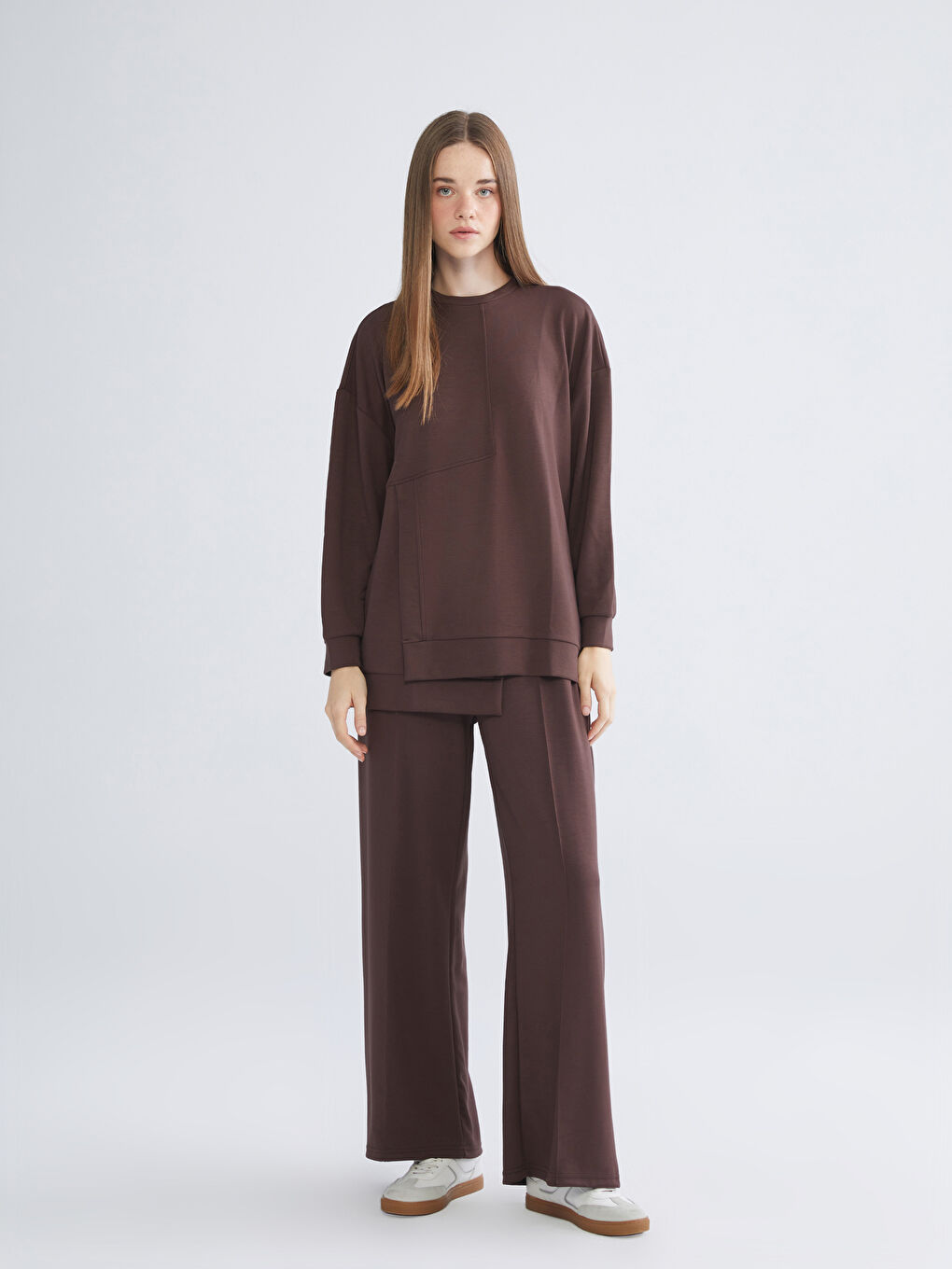 Kahverengi Beli Lastikli Soft Touch Kadın Eşofman Altı