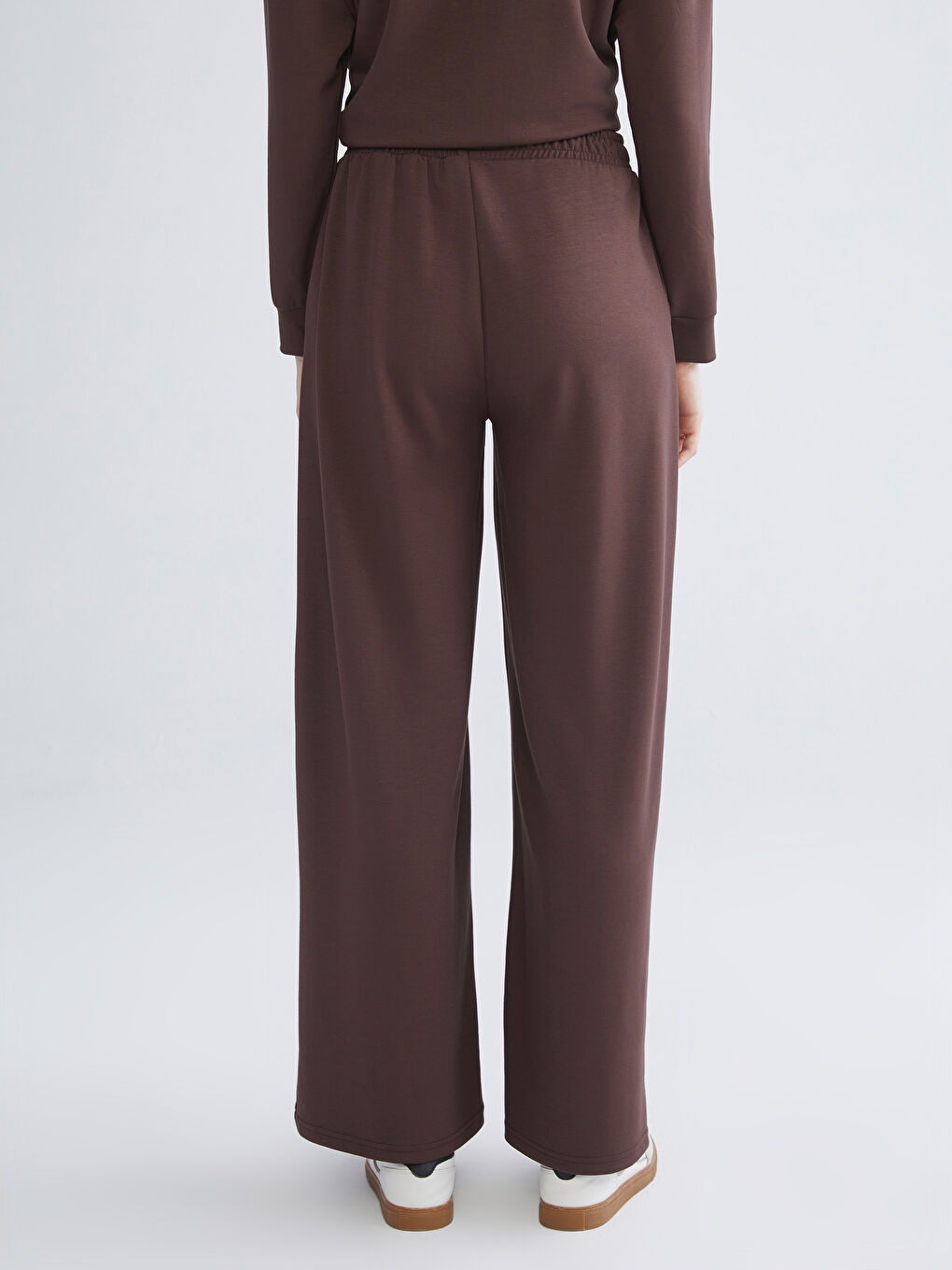 Kahverengi Beli Lastikli Soft Touch Kadın Eşofman Altı-3