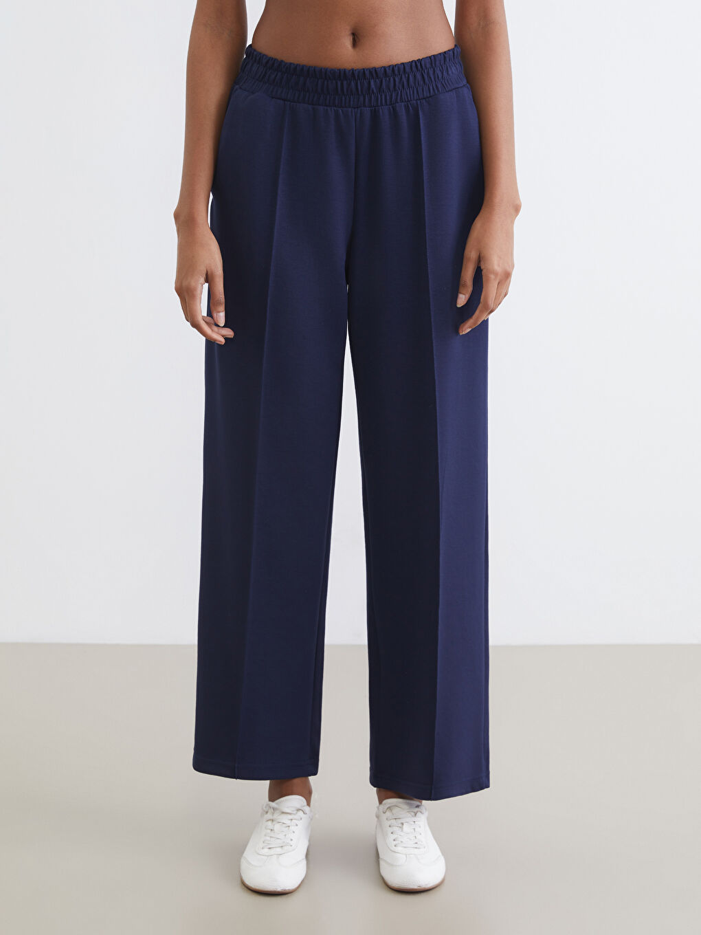 Lacivert Beli Lastikli Soft Touch Kadın Eşofman Altı-1