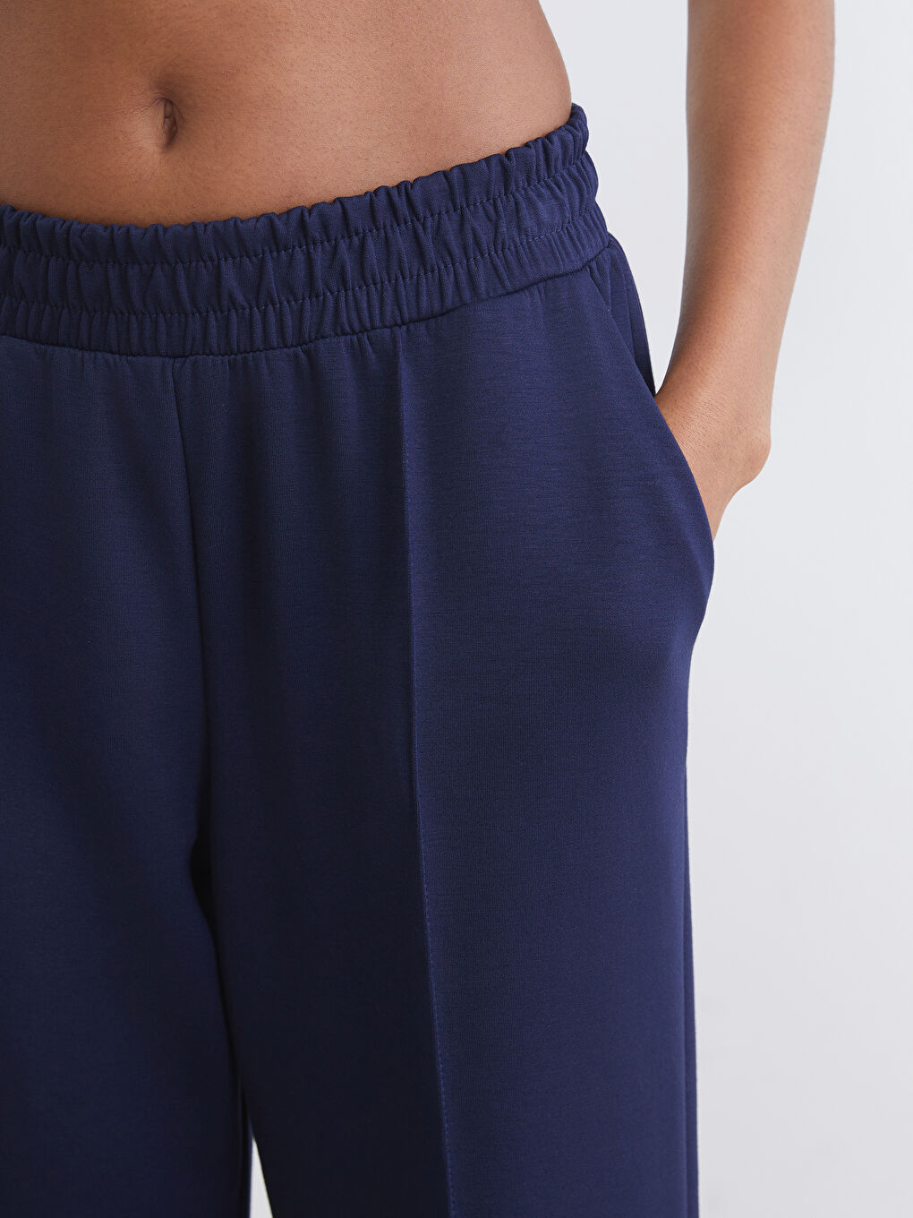 Lacivert Beli Lastikli Soft Touch Kadın Eşofman Altı-2