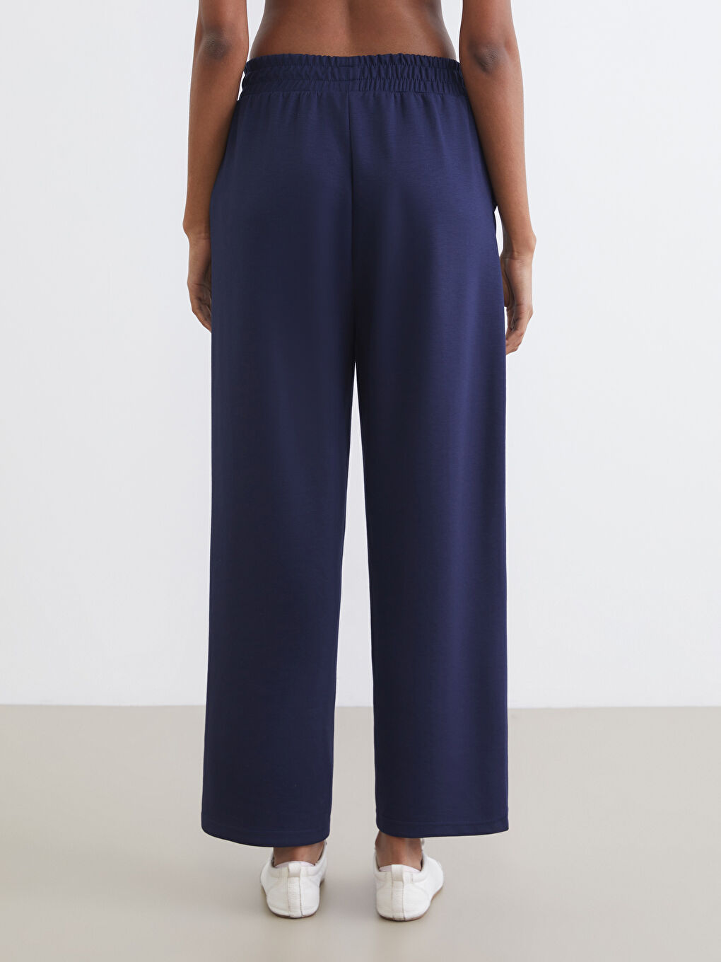 Lacivert Beli Lastikli Soft Touch Kadın Eşofman Altı-3