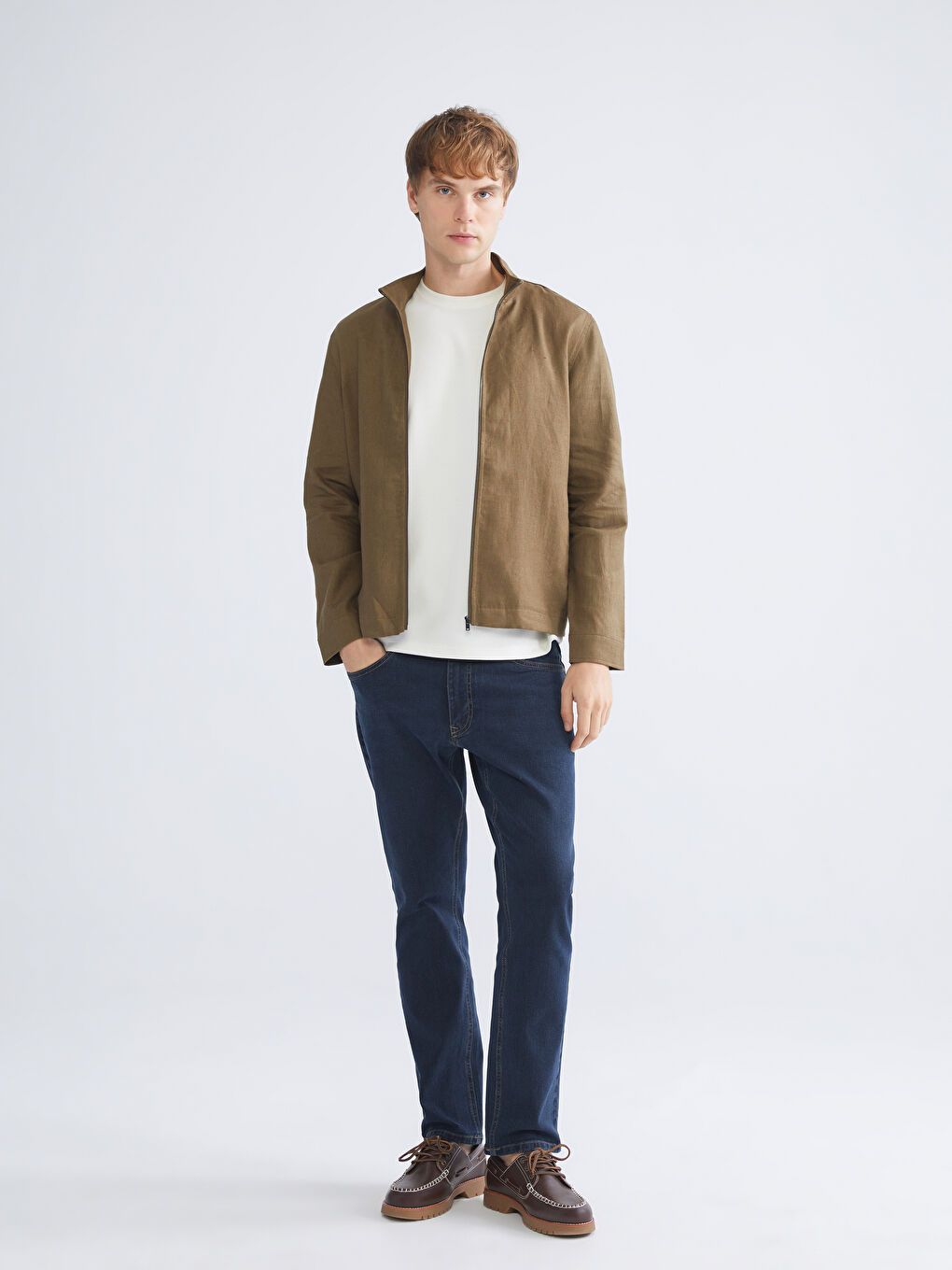 Yeşil Dik Yaka Uzun Kollu Erkek Mont-1