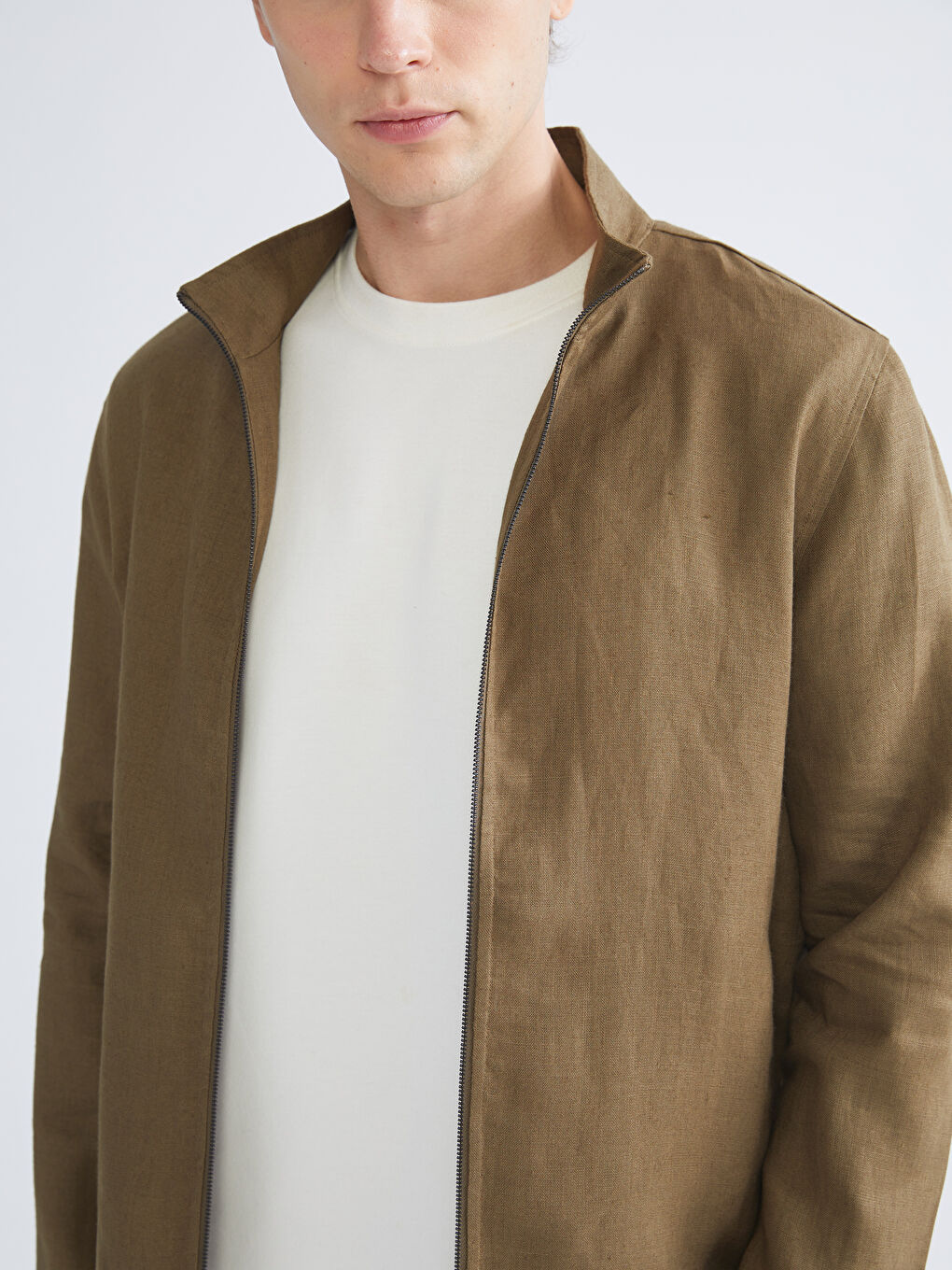 Yeşil Dik Yaka Uzun Kollu Erkek Mont-2