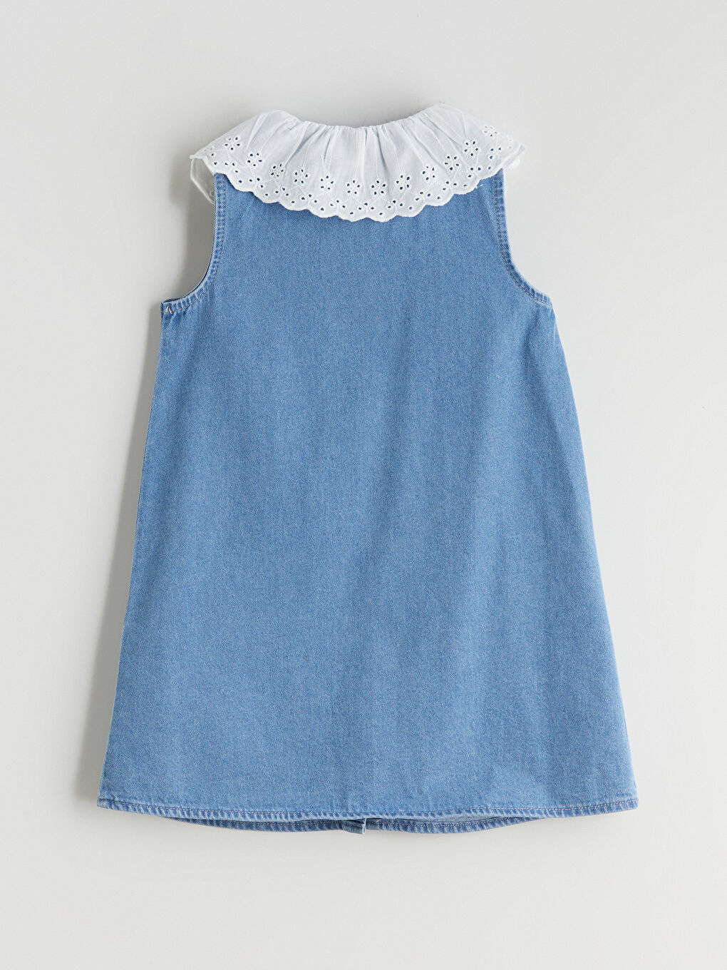 İndigo Bebe Yaka Kız Çocuk Jean Elbise-4