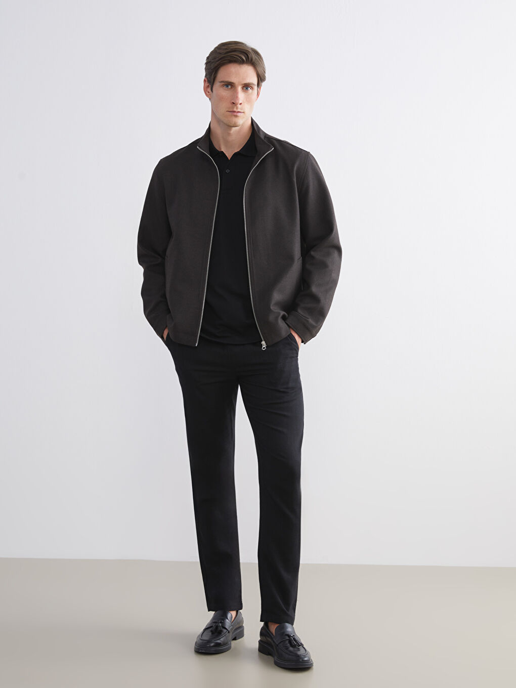 Funnel Neck Long Sleeve Men's Coat-1