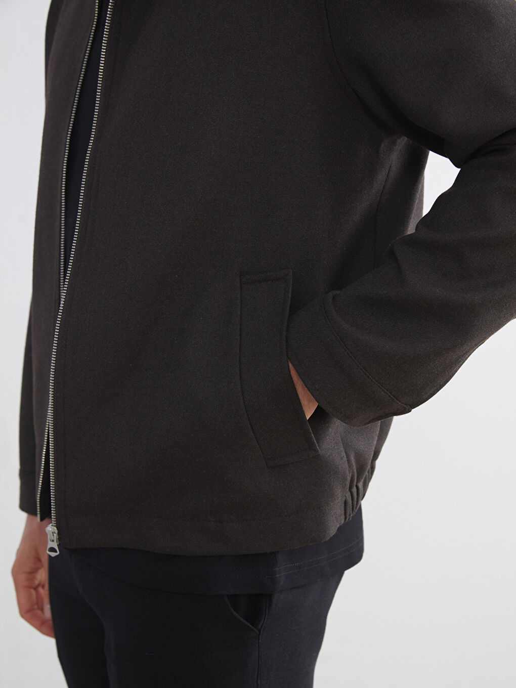 Funnel Neck Long Sleeve Men's Coat-2