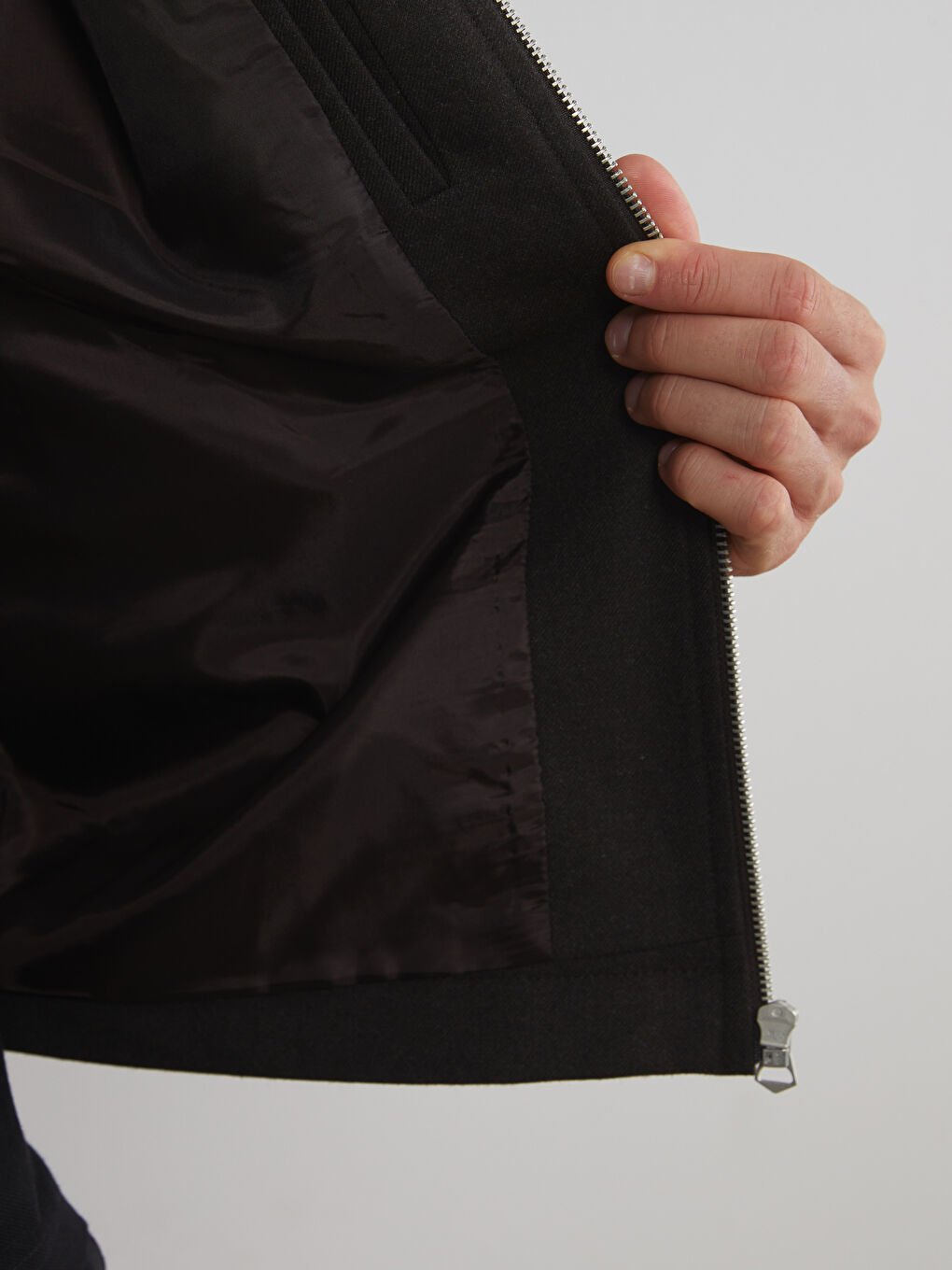 Funnel Neck Long Sleeve Men's Coat-3