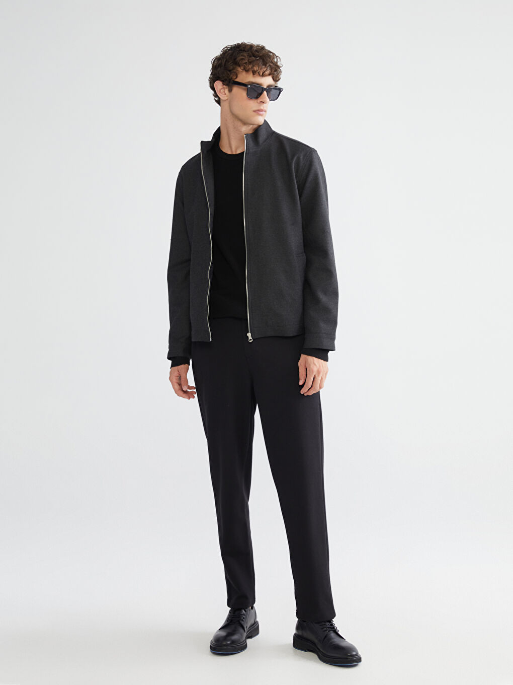 Antrasit Dik Yaka Uzun Kollu Erkek Mont-1