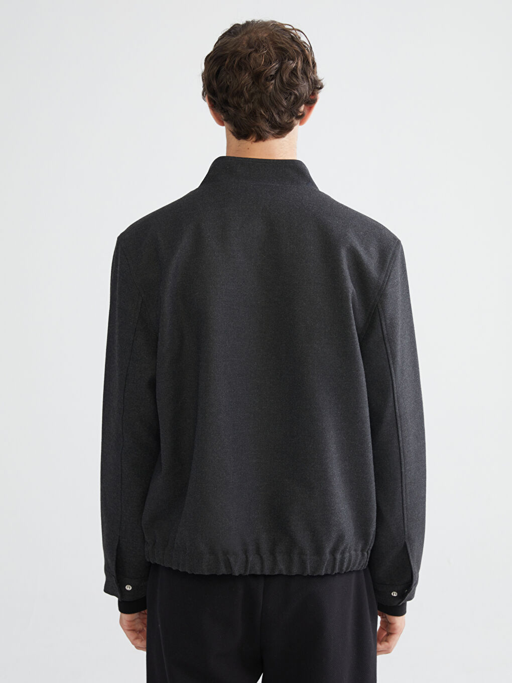 Antrasit Dik Yaka Uzun Kollu Erkek Mont-3