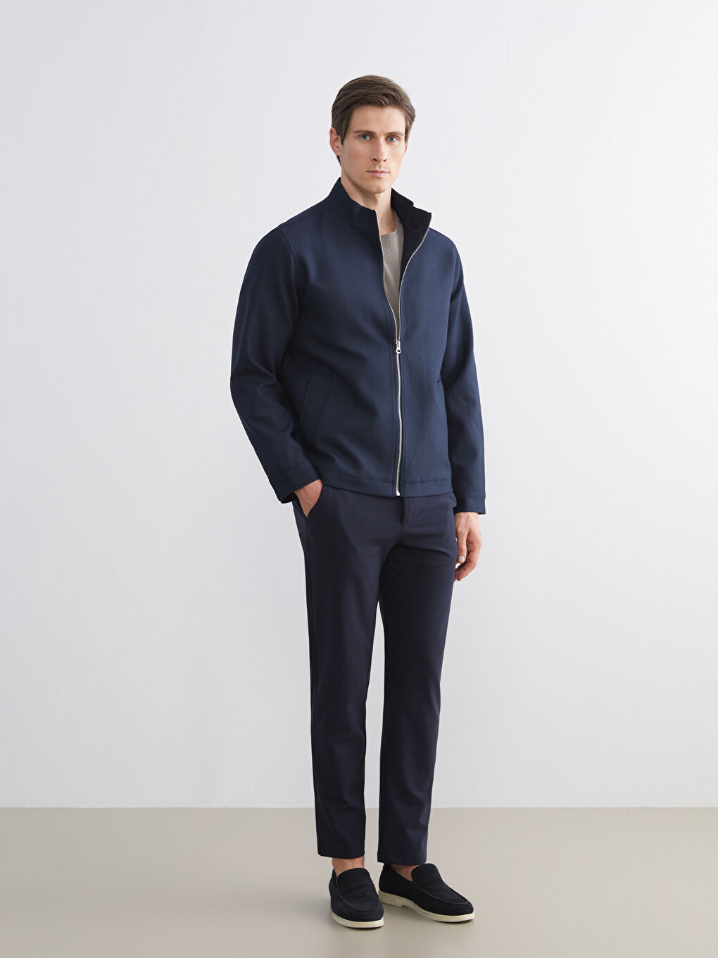 მამაკაცები მუქი ლურჯი ქურთუკი-1