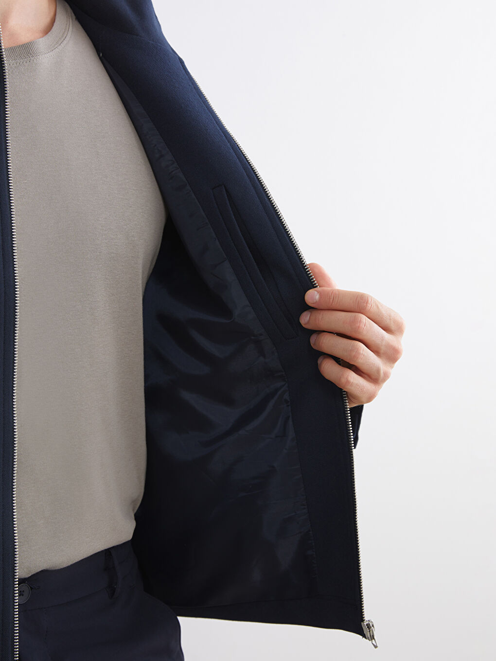 მამაკაცები მუქი ლურჯი ქურთუკი-4