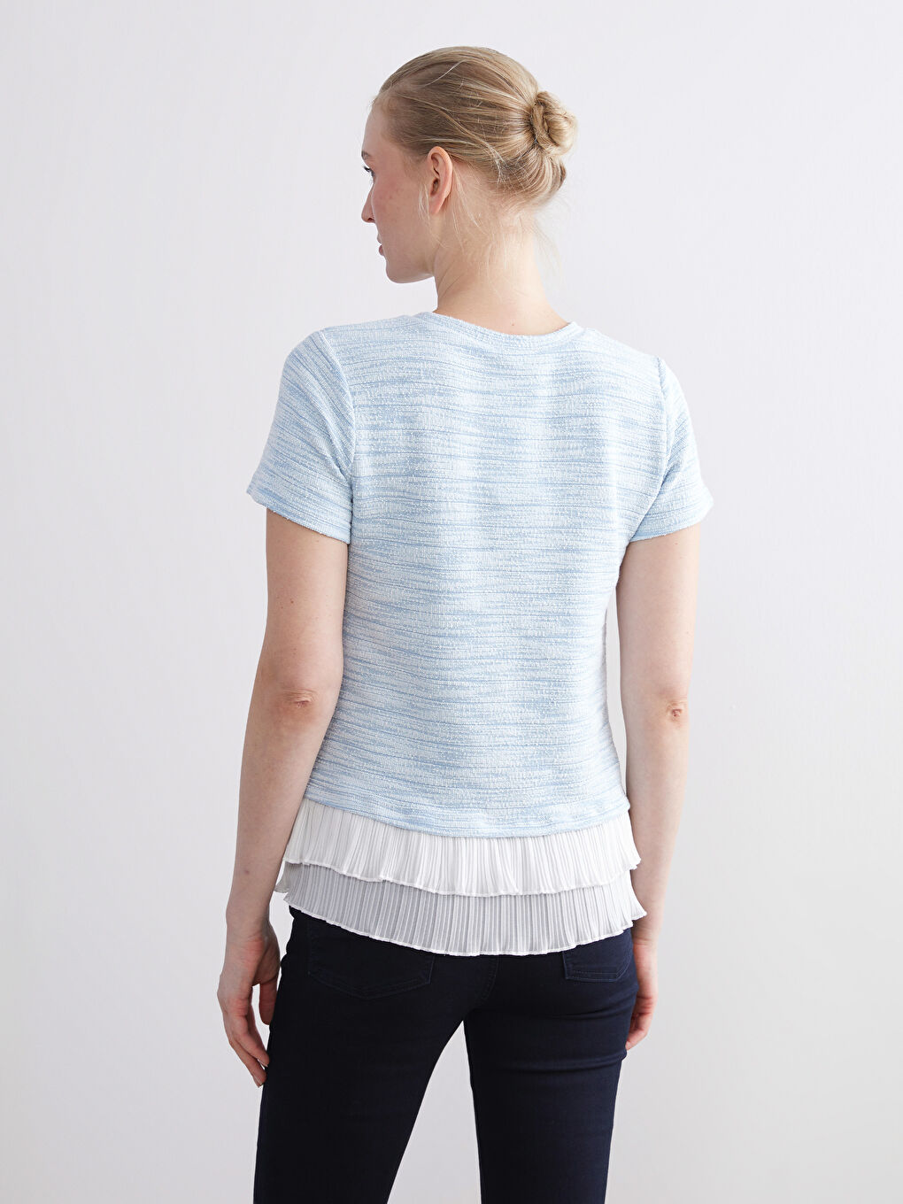 Mavi Bisiklet Yaka Kadın Pileli Tişört-3