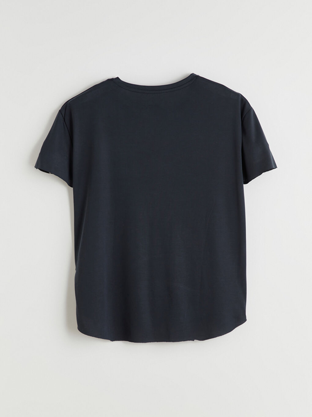 Gri Bisiklet Yaka Modal Karışımlı Kadın Spor Tişört-5