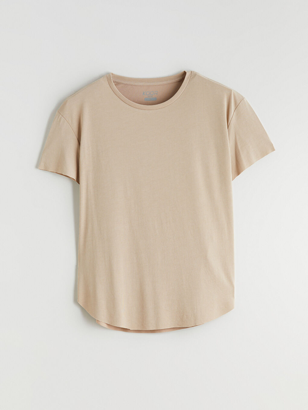 Bej Bisiklet Yaka Modal Karışımlı Kadın Spor Tişört-4