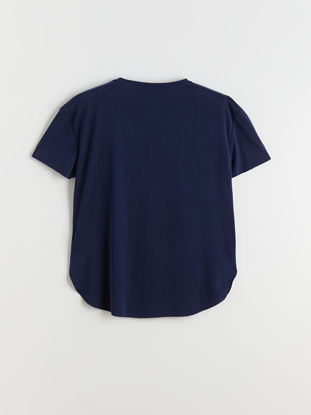 Lacivert Bisiklet Yaka Modal Karışımlı Kadın Spor Tişört-5